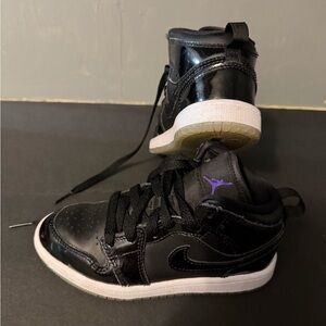 Nike Kids Black and Purple High-Top Sneakers